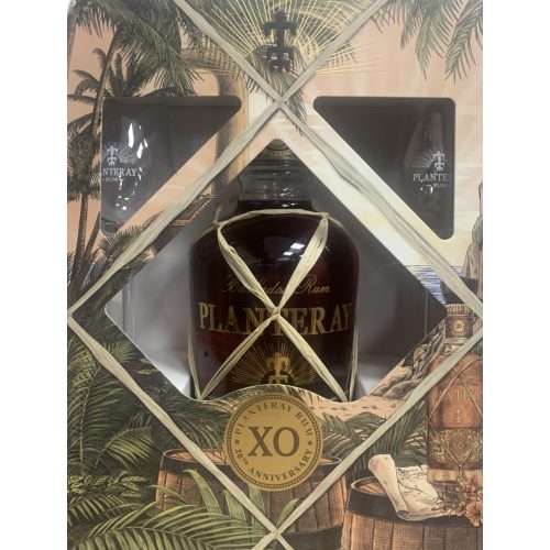 Planteray XO 20th Anniversary Rum hosszúszárú pohárral